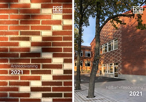 Redovisningarnas omslag visar Sturebyskolans tillbyggnad, SISAB:s första konceptskola, invigd 2021. Foto: Anne-Maj Björkskog, SISAB.