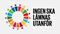 Logotyp för de 17 hållbarhetsmålen i en cirkel med texten: Ingen ska lämnas utanför.