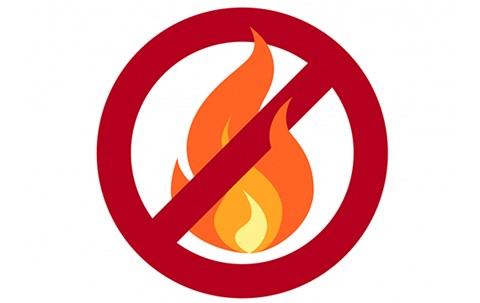 Symbol för att eldning inte är tillåtet